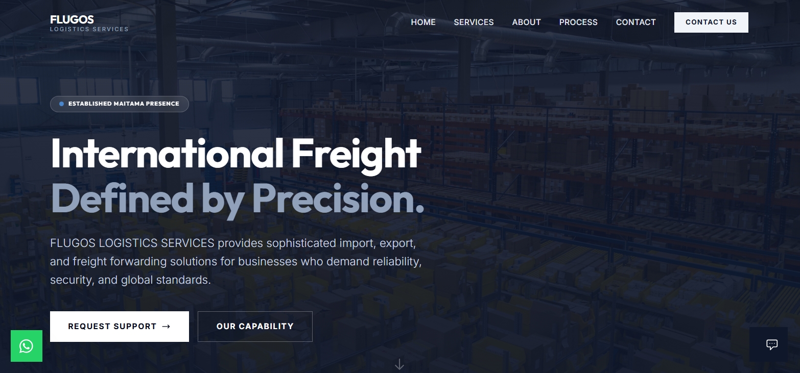 Flugos Logistics shipment tracking portal