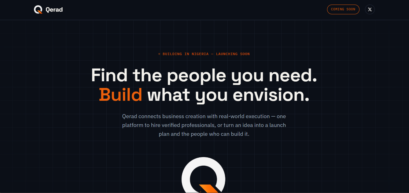 Qerad business launch platform screenshot